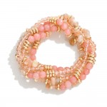 Wholesale set Four Natural Stone Beaded Stretch Bracelets D