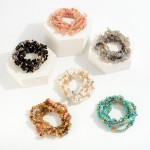 Wholesale set Four Natural Stone Beaded Stretch Bracelets D