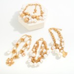 Wholesale chain Link Bracelet Pearl Metal Bead Charms L Extender L