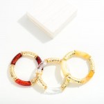 Wholesale dimpled Tube Beaded Stretch Bracelet D