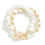 Wholesale set Three Stretch Bracelets Pearls Faceted Beads D