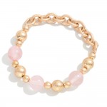 Wholesale chain Link Stone Beaded Stretch Bracelet D