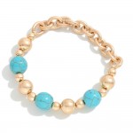 Wholesale chain Link Stone Beaded Stretch Bracelet D