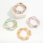 Wholesale set Three Beaded Stretch Bracelets Pearl Details D