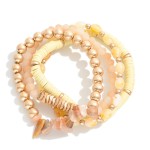 Wholesale set Four Beaded Stretch Bracelets Heishi Details D