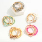 Wholesale set Four Beaded Stretch Bracelets Heishi Details D