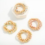 Set of Three Beaded Stretch Bracelets Featuring Dimpled Details

- Approximately 2.5" D