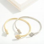 Wholesale metal Rhinestone Clover Bangle Bracelet L