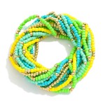 Wholesale multi Stranded Gold Ceramic Stone Beaded Stretch Bracelet Set D