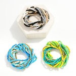 Wholesale multi Stranded Gold Ceramic Stone Beaded Stretch Bracelet Set D