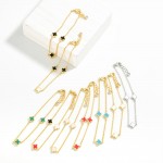 Wholesale gold Dipped Dainty Chain Link Bracelet Clover Stations L Extender