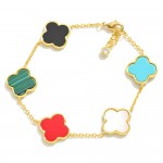 Wholesale gold Dipped Dainty Chain Link Bracelet Clover Stations L Extender L