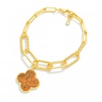 Gold Dipped Chain Link Bracelet Featuring Twisted Metal Links & Clover Charm

- Approximately 3" D
- .75" Extender 