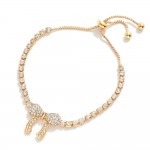 Wholesale rhinestone Studded Bracelet Bow Station Adjustable Chain Link Drawstri