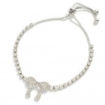 Wholesale rhinestone Studded Bracelet Bow Station Adjustable Chain Link Drawstri