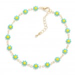 Wholesale chain Link Flower Anklet D Extender L