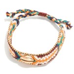 Wholesale adjustable Friendship Bracelet Gold Cowrie Shell Gold Beaded Border Ad