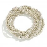 Wholesale set Six Metal Beaded Stretch Bracelets D