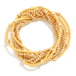 Wholesale set Nine Gold Beaded Threaded Elastic Band Stretch Bracelets D