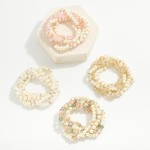 Wholesale set Five Beaded Stretch Bracelets Pearl Beads Faceted Beads D