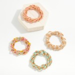 Wholesale set Five Beaded Stretch Bracelets Gold Polished Faceted Glass Beads D
