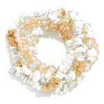 Wholesale set Five Beaded Stretch Bracelets Polished Natural Stone Beads Faceted