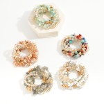 Wholesale set Five Beaded Stretch Bracelets Polished Natural Stone Beads Faceted