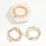Wholesale set Six Beaded Stretch Bracelets Pearl Beads Dainty Cross Charm D