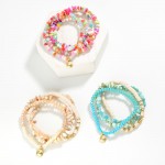 Set Of Four Beaded Stretch Bracelets Featuring Faceted, Stone, & Disc Beads

- Approximately 3.75" D