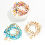 Wholesale set Seven Dainty Beaded Bracelets Disc Stations D