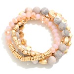Wholesale set Three Multi Media Stretch Bracelets Semi Precious Stone Beads D