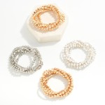 Wholesale set Five Multi Metal Beaded Stretch Bracelets D