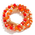 Wholesale set Four Beaded Stretch Bracelets Faceted Glass Beads Metal Beads D