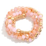 Wholesale set Four Beaded Stretch Bracelets Faceted Glass Beads Metal Beads D