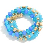 Wholesale set Four Beaded Stretch Bracelets Faceted Glass Beads Metal Beads D