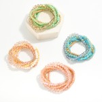 Set of Six Mixed Media Stretch Bracelets Featuring Wood, Faceted, and Metal tone Beads

- Approximately 2.5" D