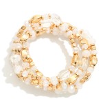 Wholesale set Four Beaded Stretch Bracelets Metal Faceted Beads D