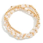 Wholesale set Four Beaded Stretch Bracelets Faceted Beads Metal Tones D