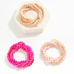 Set Of Five Faceted Bead Stretch Bracelets 

- Approximately 2.5" D