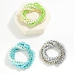 Wholesale set Five Faceted Bead Stretch Bracelets D
