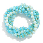 Set Of Five Faceted Bead Stretch Bracelets 

- Approximately 2.5" D