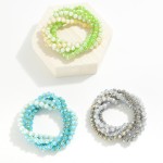 Set Of Five Faceted Bead Stretch Bracelets 

- Approximately 2.5" D