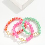 Wholesale faceted Glass Bead Stretch Bracelet Rhinestone Clover Charm D