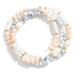 Wholesale set Three Faceted Natural Stone Beaded Stretch Bracelets D