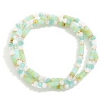 Wholesale set Three Mixed Glass Beaded Stretch Bracelets D