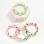 Wholesale set Three Mixed Glass Beaded Stretch Bracelets D