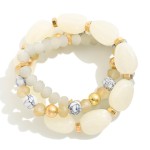 Wholesale set Three Beaded Stretch Bracelets Chunky Natural Stone Beads D