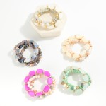 Wholesale set Three Beaded Stretch Bracelets Chunky Natural Stone Beads D