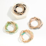 Wholesale set Five Beaded Stretch Bracelets Gold Faceted Beads D