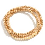Wholesale set Four Worn Gold Beaded Stretch Bracelets Faceted Bead D